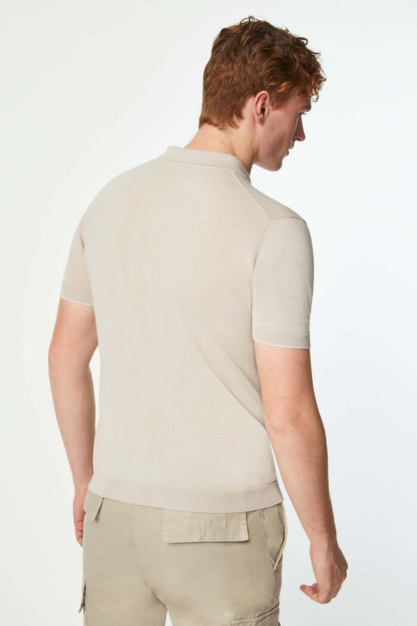 L.B.M. 1911 Polo In Maglia Beige Con Dettagli In Contrasto Polo In Maglia Beige Con Dettagli In Contrasto