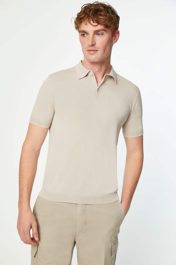 L.B.M. 1911 Polo in maglia beige con dettagli in contrasto Polo in maglia beige con dettagli in contrasto