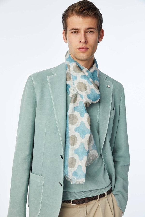 L.B.M. 1911 Sciarpa verde stampa geometrica Sciarpa verde stampa geometrica
