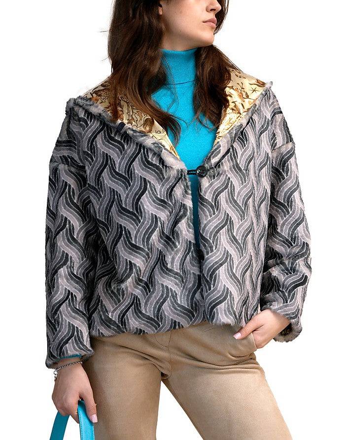 La Fabrique Anais Caban con Cappuccio In Pelliccia Sintetica