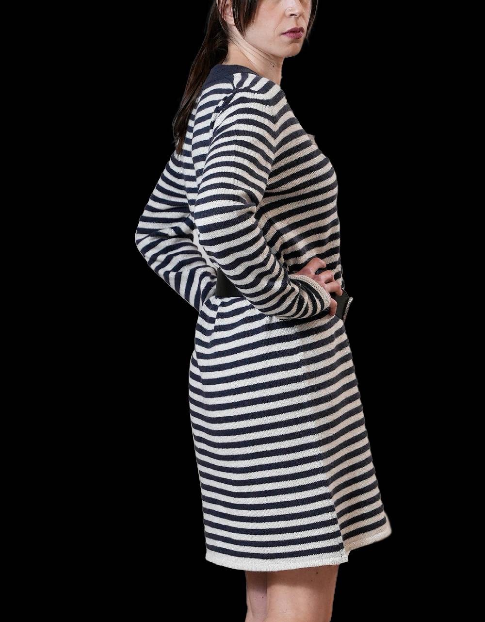 La Fabrique Aurelie Abito In Maglia Blu Navy E Bianco