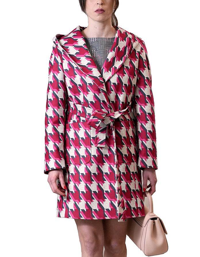 La Fabrique Chloe Cappotto a Portafoglio Beige e Fucsia