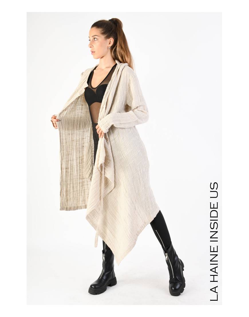 La Haine Inside Us 3J LM164 CARDIGAN UNISEX D Beige