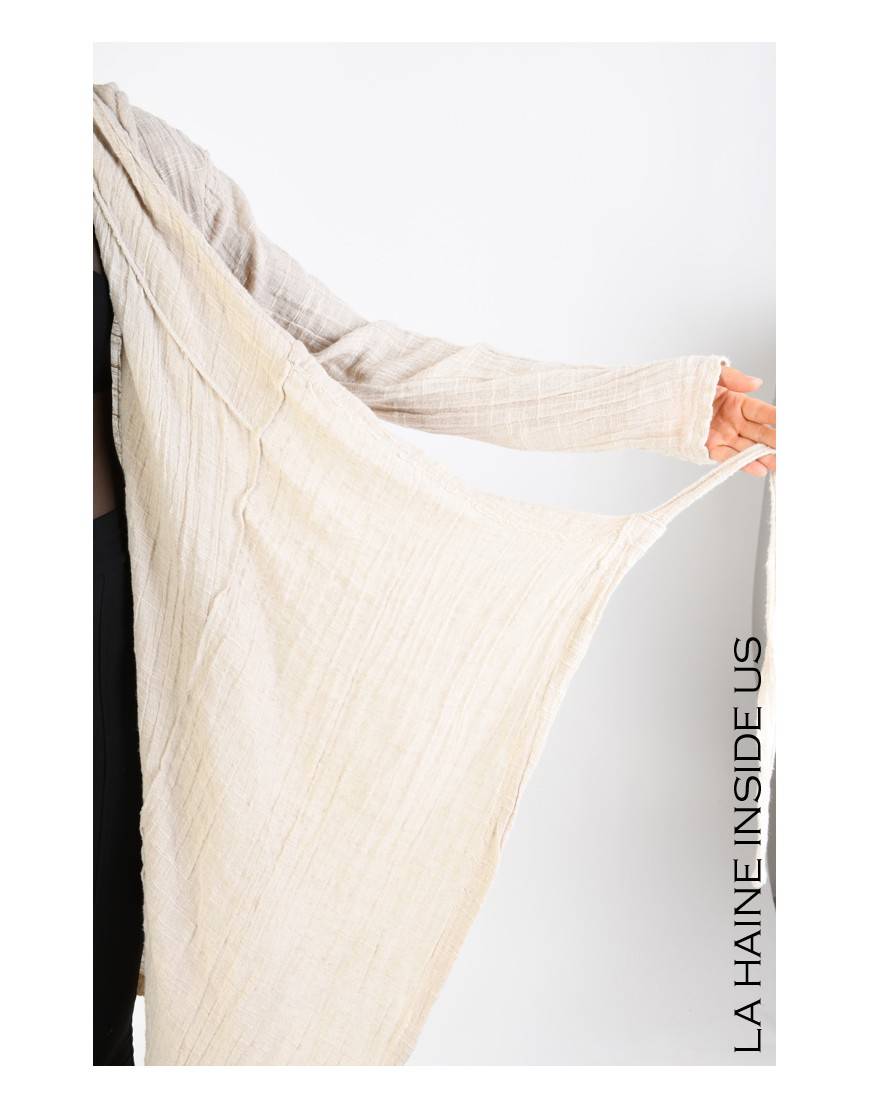 La Haine Inside Us 3J LM164 CARDIGAN UNISEX D Beige