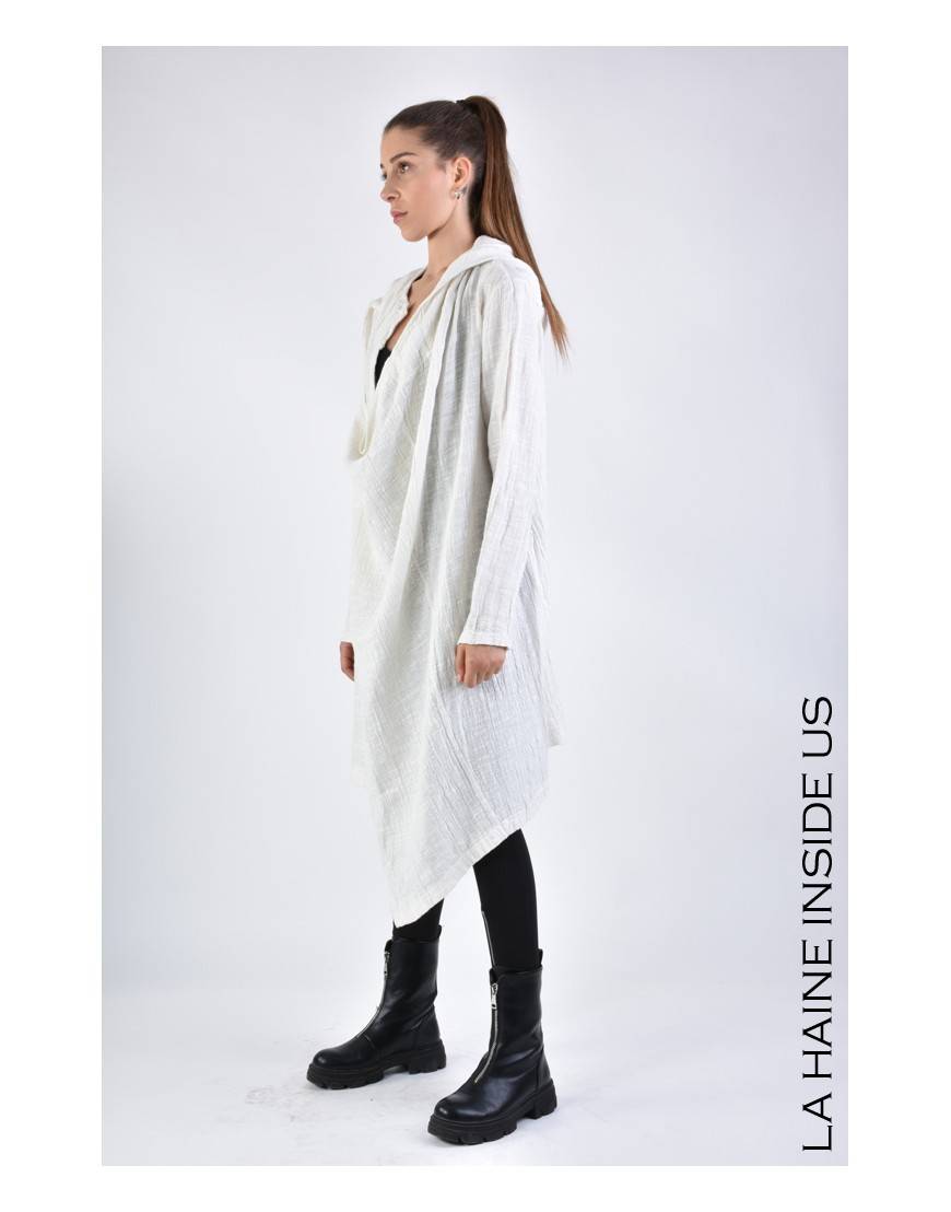 La Haine Inside Us 3J LM164 CARDIGAN UNISEX D Bianco