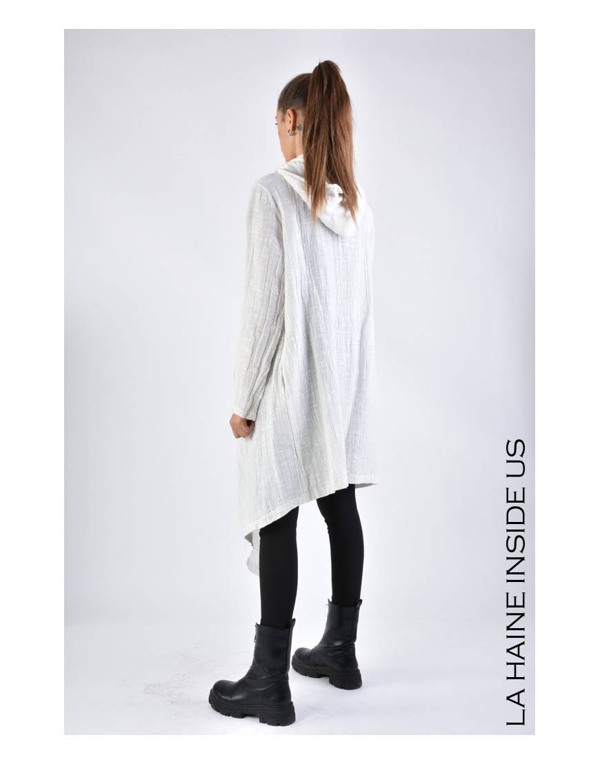 La Haine Inside Us 3J LM164 CARDIGAN UNISEX D Bianco