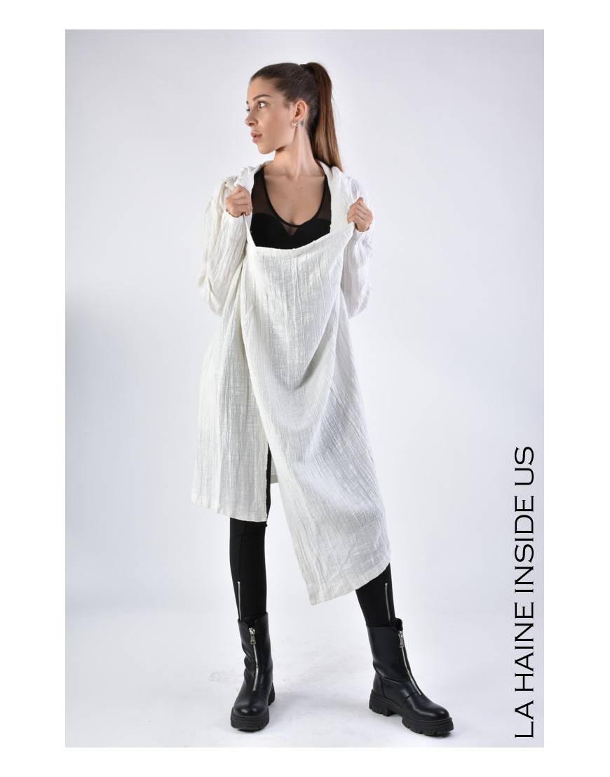 La Haine Inside Us 3J LM164 CARDIGAN UNISEX D Bianco