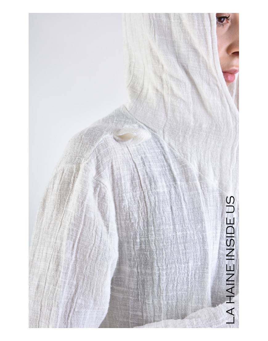 La Haine Inside Us 3J LM164 CARDIGAN UNISEX D Bianco