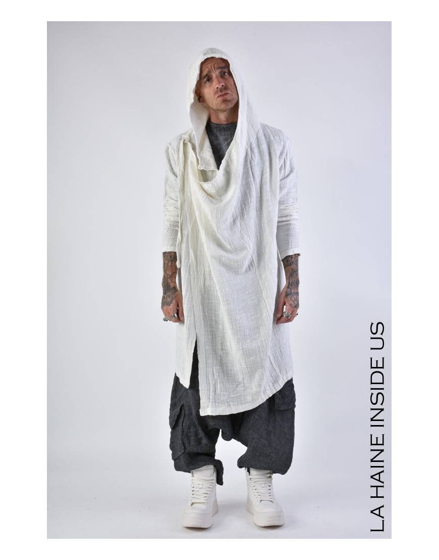 La Haine Inside Us 3J LM164 CARDIGAN UNISEX U Bianco