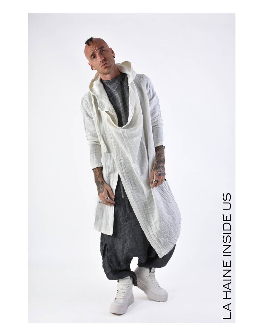 La haine inside us 3J LM164 CARDIGAN UNISEX U Bianco