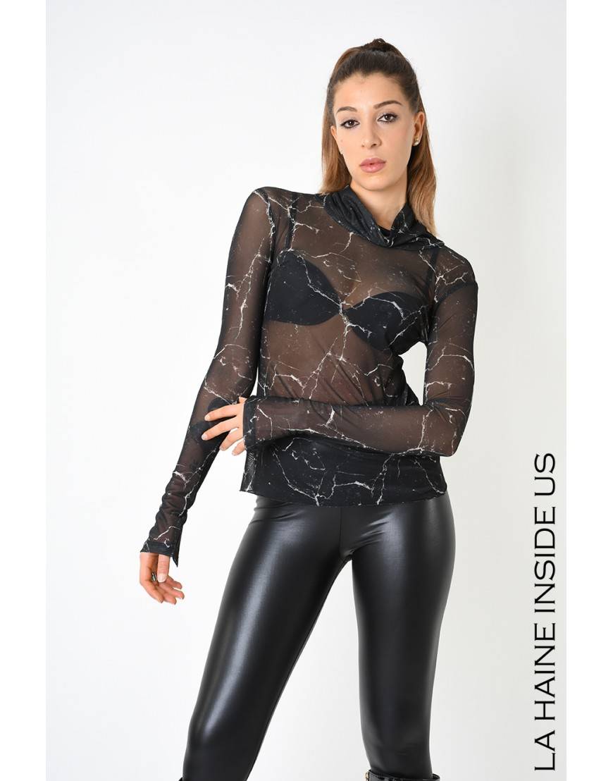 La haine inside us 4B LW788 T-SHIRT Manica Lunga Nero