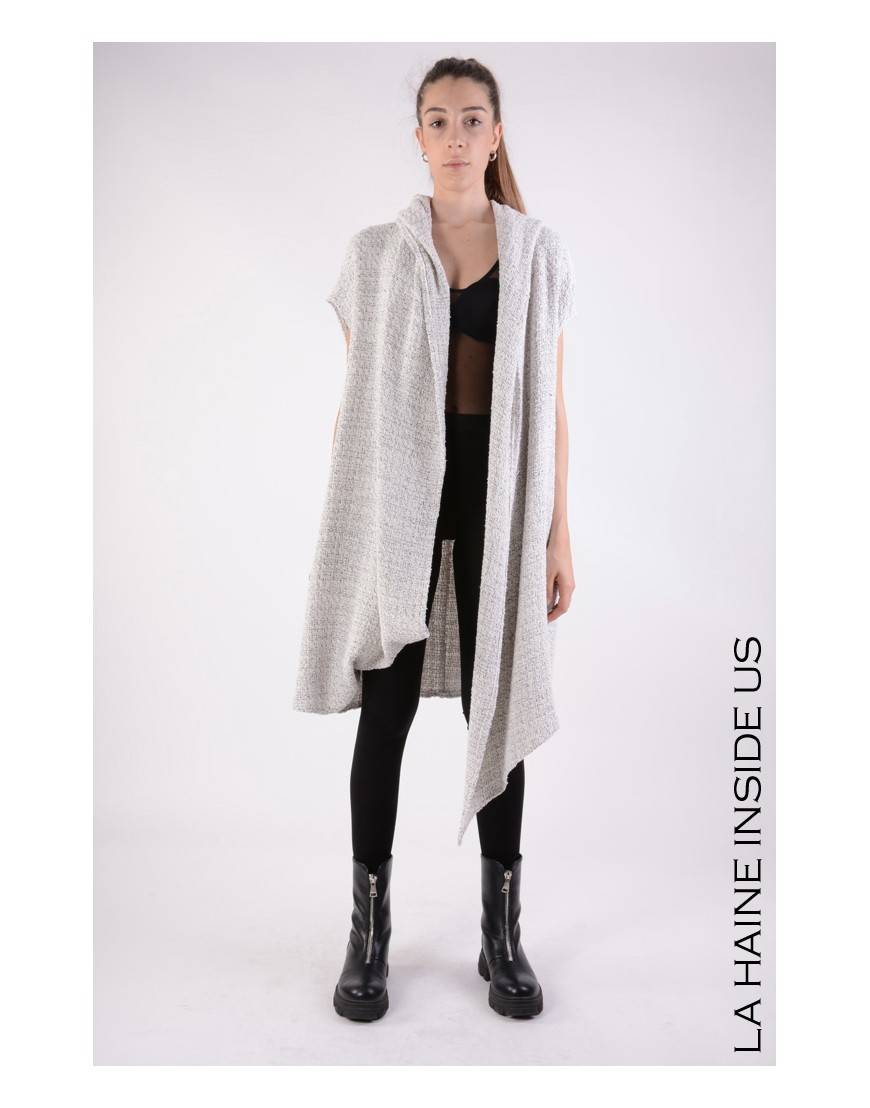 La Haine Inside Us 4M LW676 CARDIGAN UNISEX D Bianco