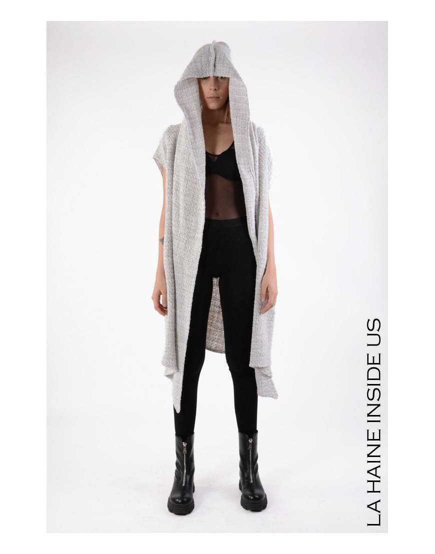 La haine inside us 4M LW676 CARDIGAN UNISEX D Bianco