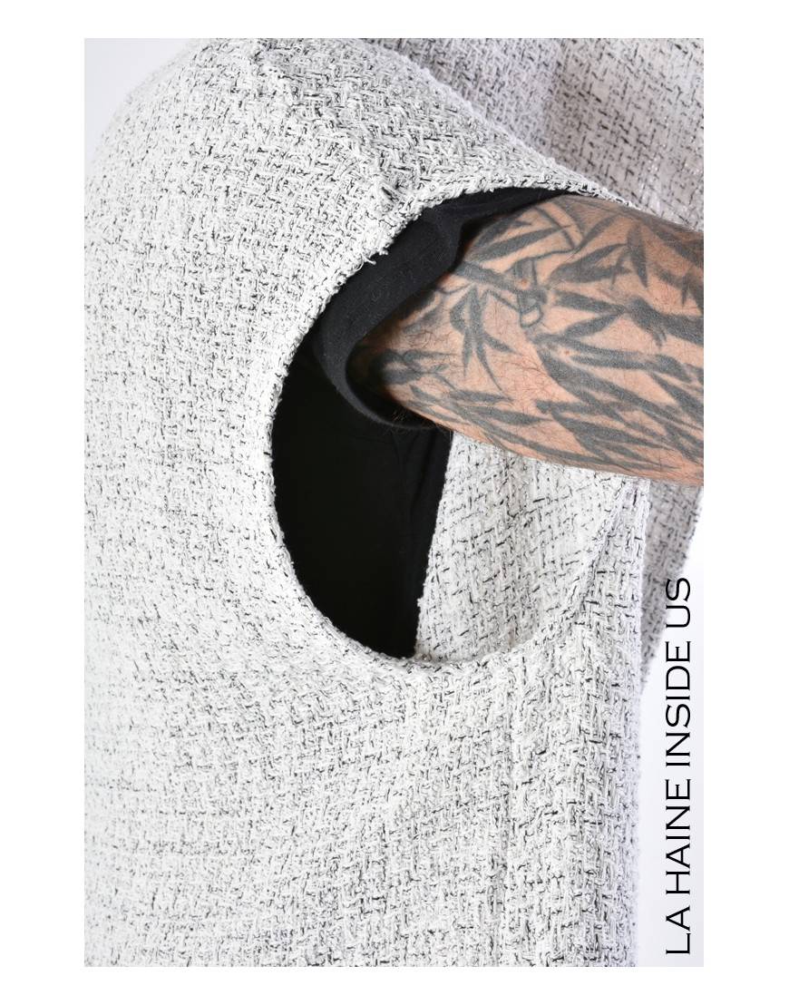 La Haine Inside Us 4M LW676 CARDIGAN UNISEX U Bianco