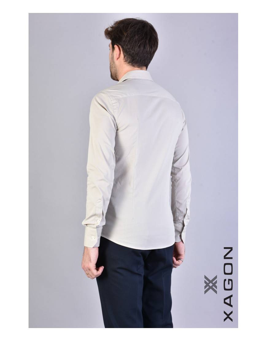 La Haine Inside Us CAMICIA PAMATE Stretch Slim Fit Beige