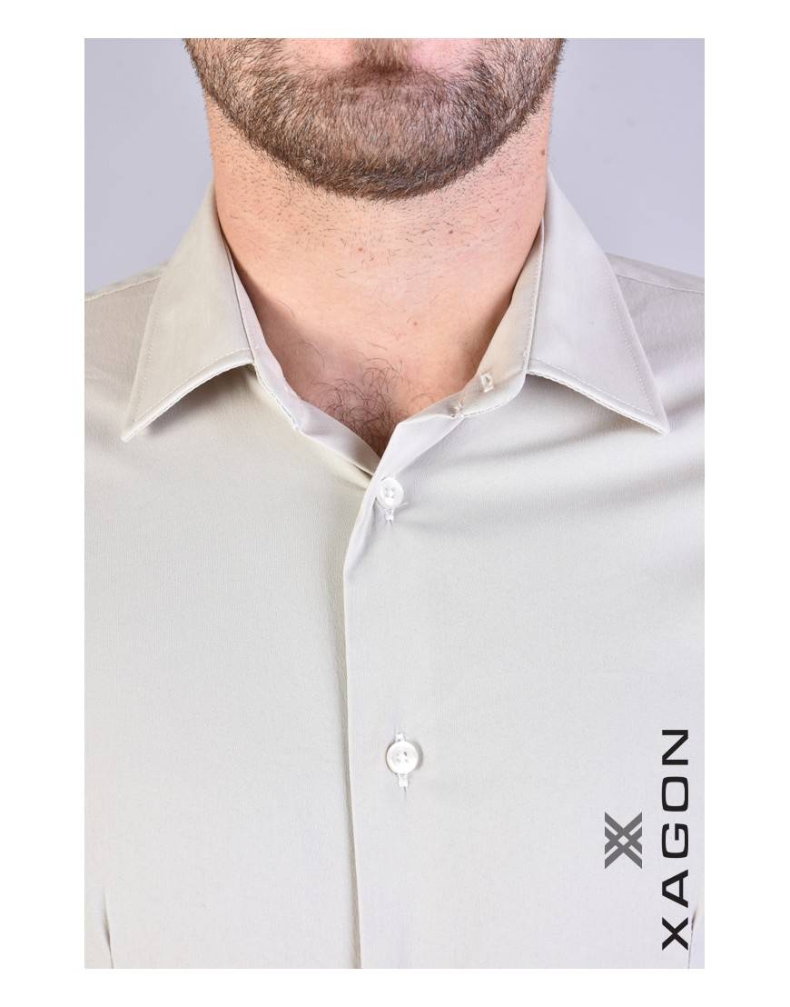 La Haine Inside Us CAMICIA PAMATE Stretch Slim Fit Beige