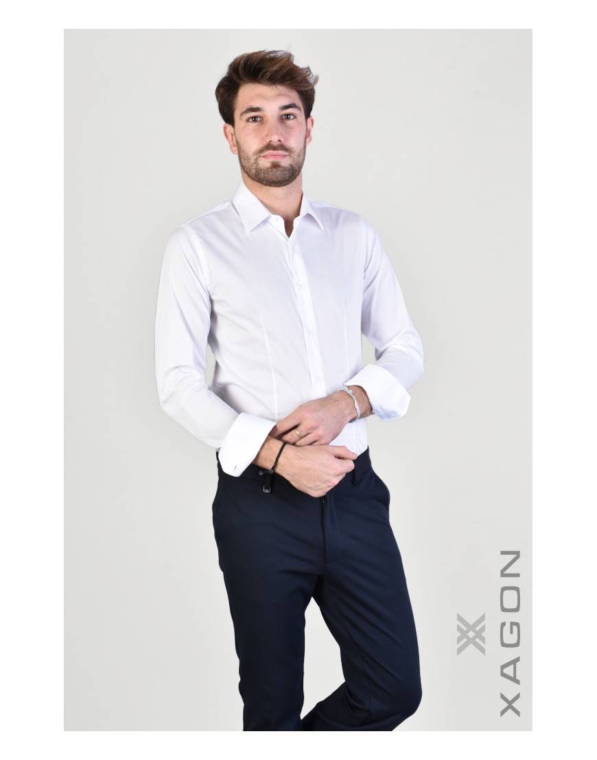 La haine inside us CAMICIA PAMATE Stretch Slim Fit Bianco