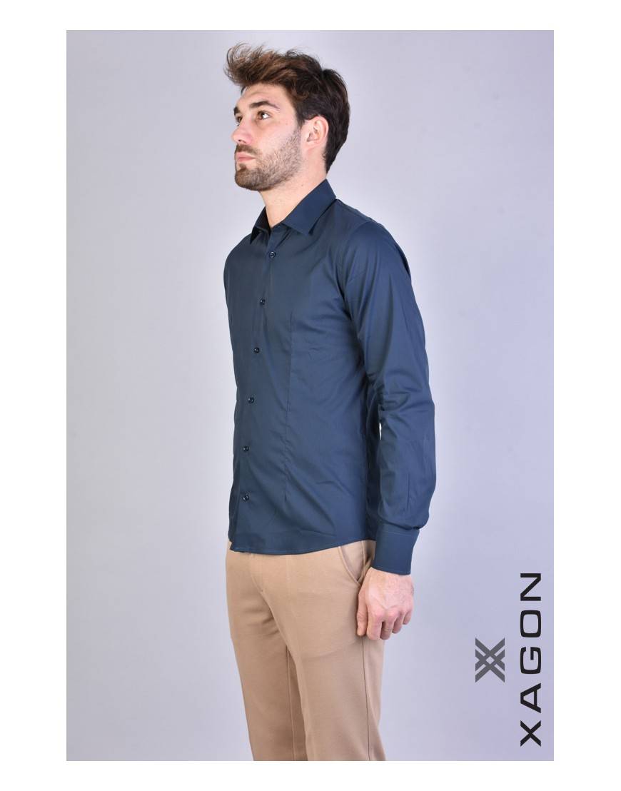 La Haine Inside Us CAMICIA PAMATE Stretch Slim Fit Blu
