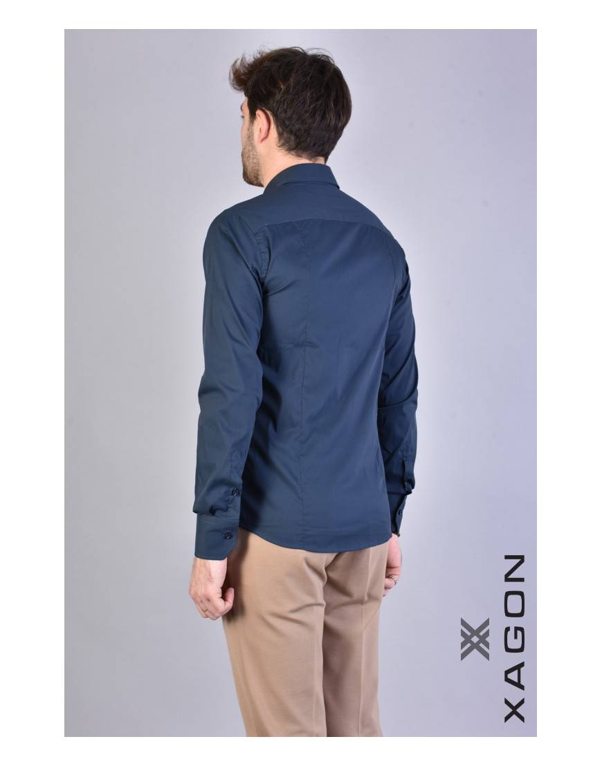 La Haine Inside Us CAMICIA PAMATE Stretch Slim Fit Blu