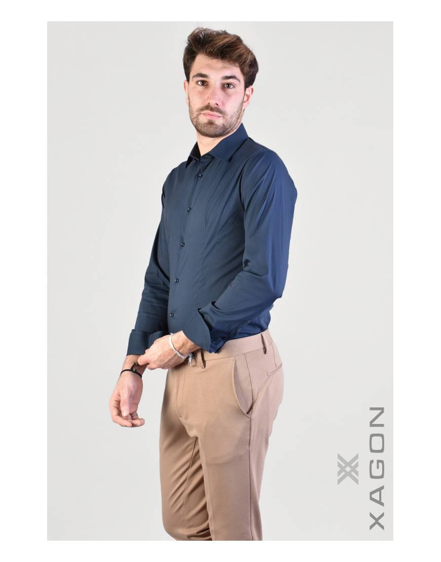 La haine inside us CAMICIA PAMATE Stretch Slim Fit Blu