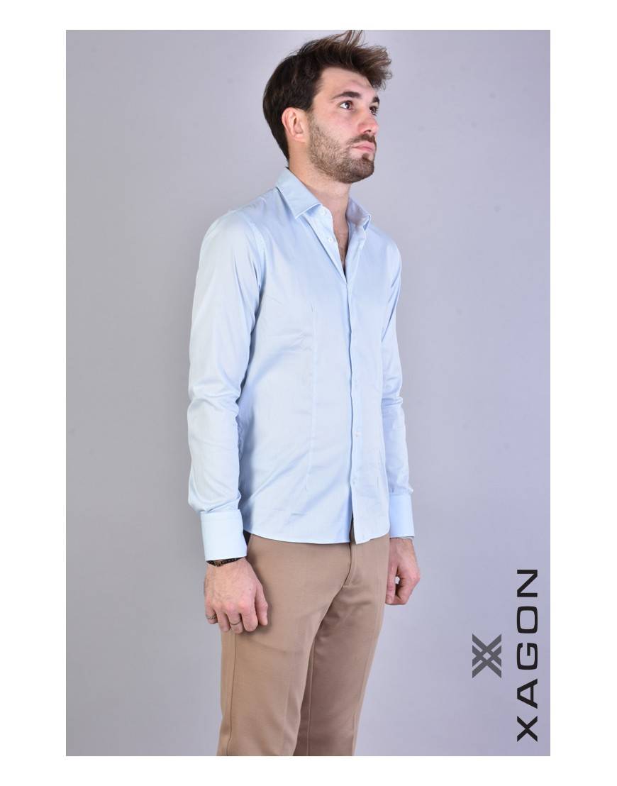 La Haine Inside Us CAMICIA PAMATE Stretch Slim Fit Cielo