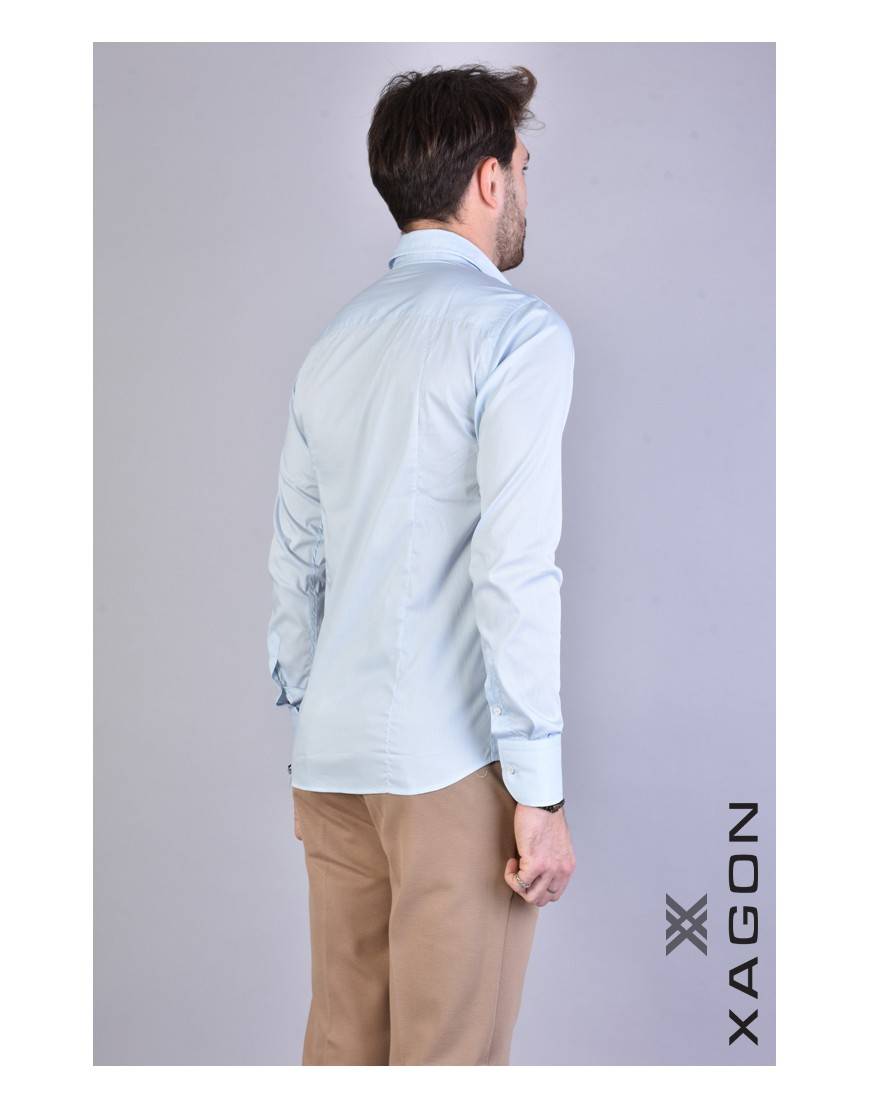 La Haine Inside Us CAMICIA PAMATE Stretch Slim Fit Cielo