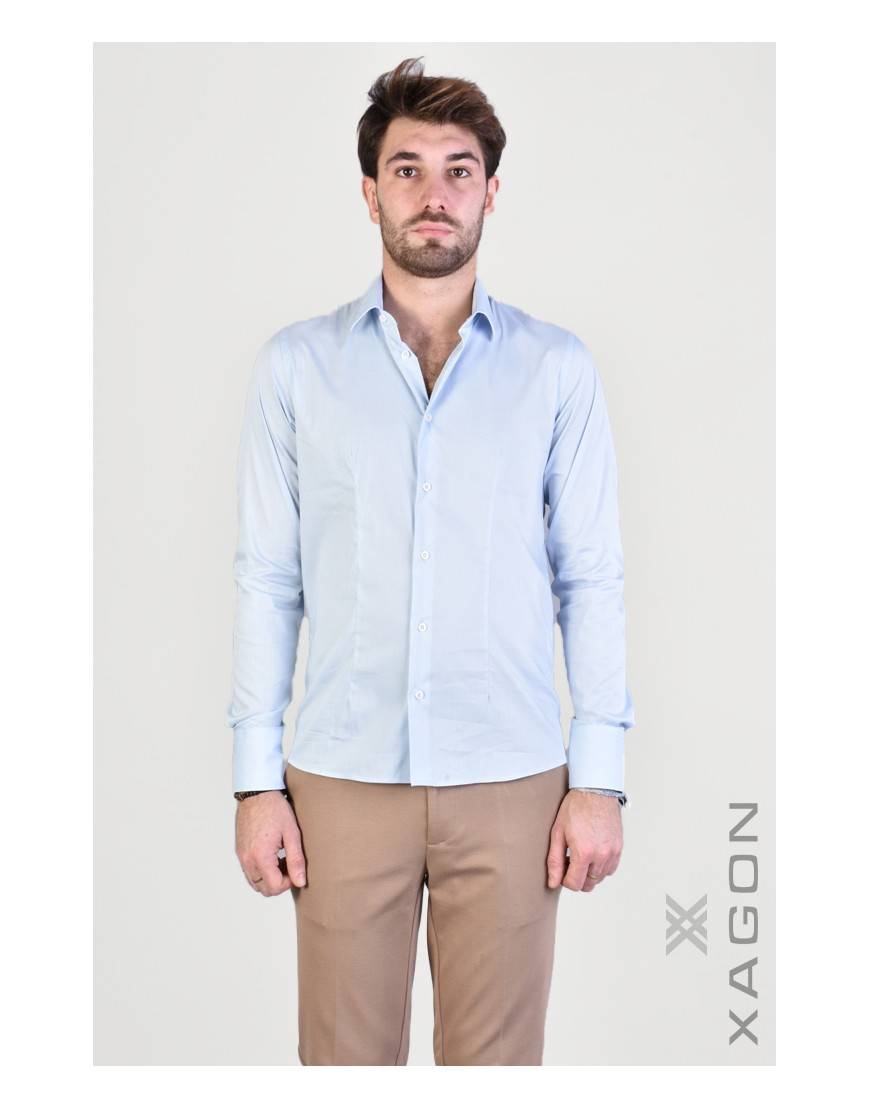 La haine inside us CAMICIA PAMATE Stretch Slim Fit Cielo