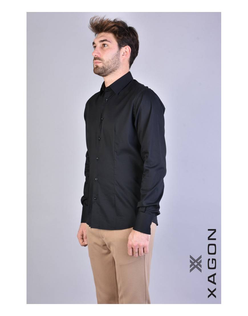 La Haine Inside Us CAMICIA PAMATE Stretch Slim Fit Nero