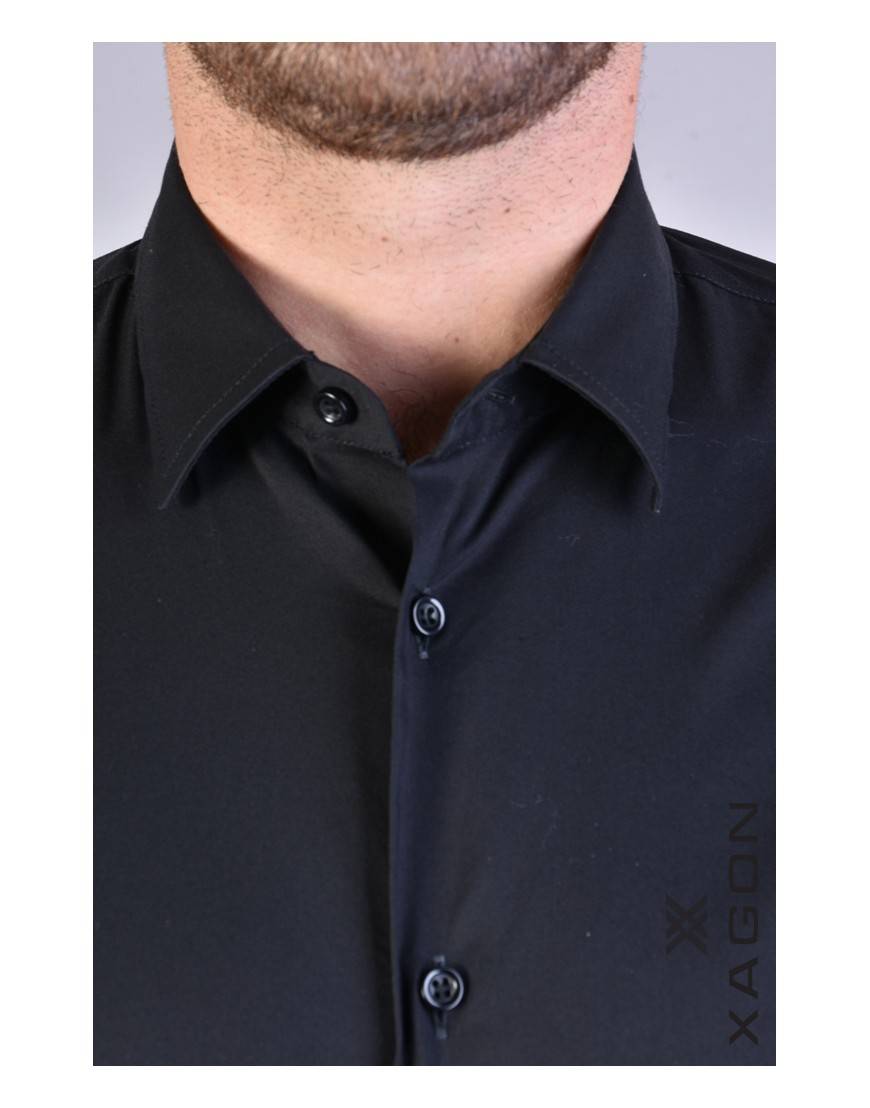 La Haine Inside Us CAMICIA PAMATE Stretch Slim Fit Nero