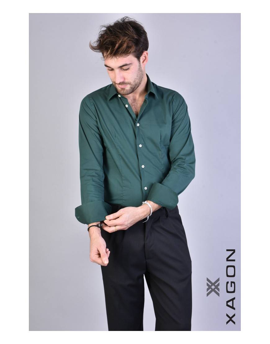 La Haine Inside Us CAMICIA PAMATE Stretch Slim Fit Verde