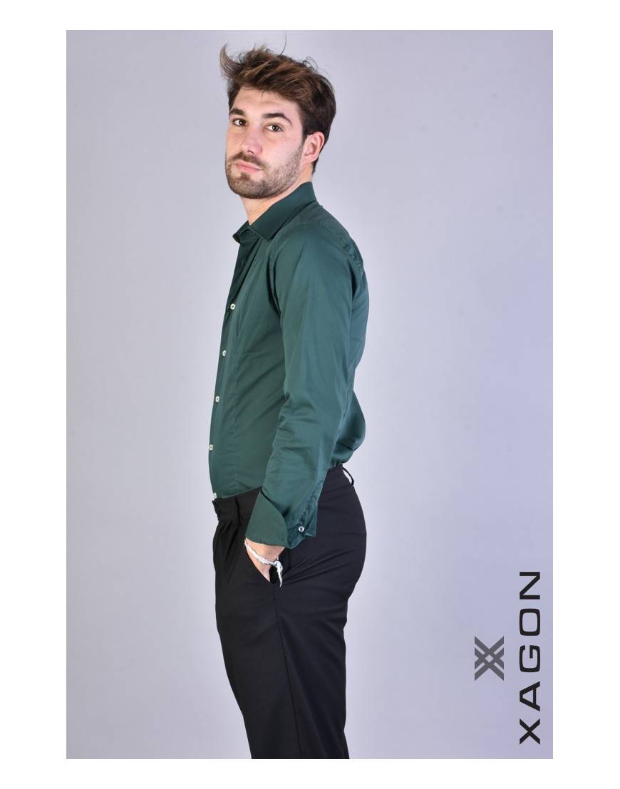 La Haine Inside Us CAMICIA PAMATE Stretch Slim Fit Verde