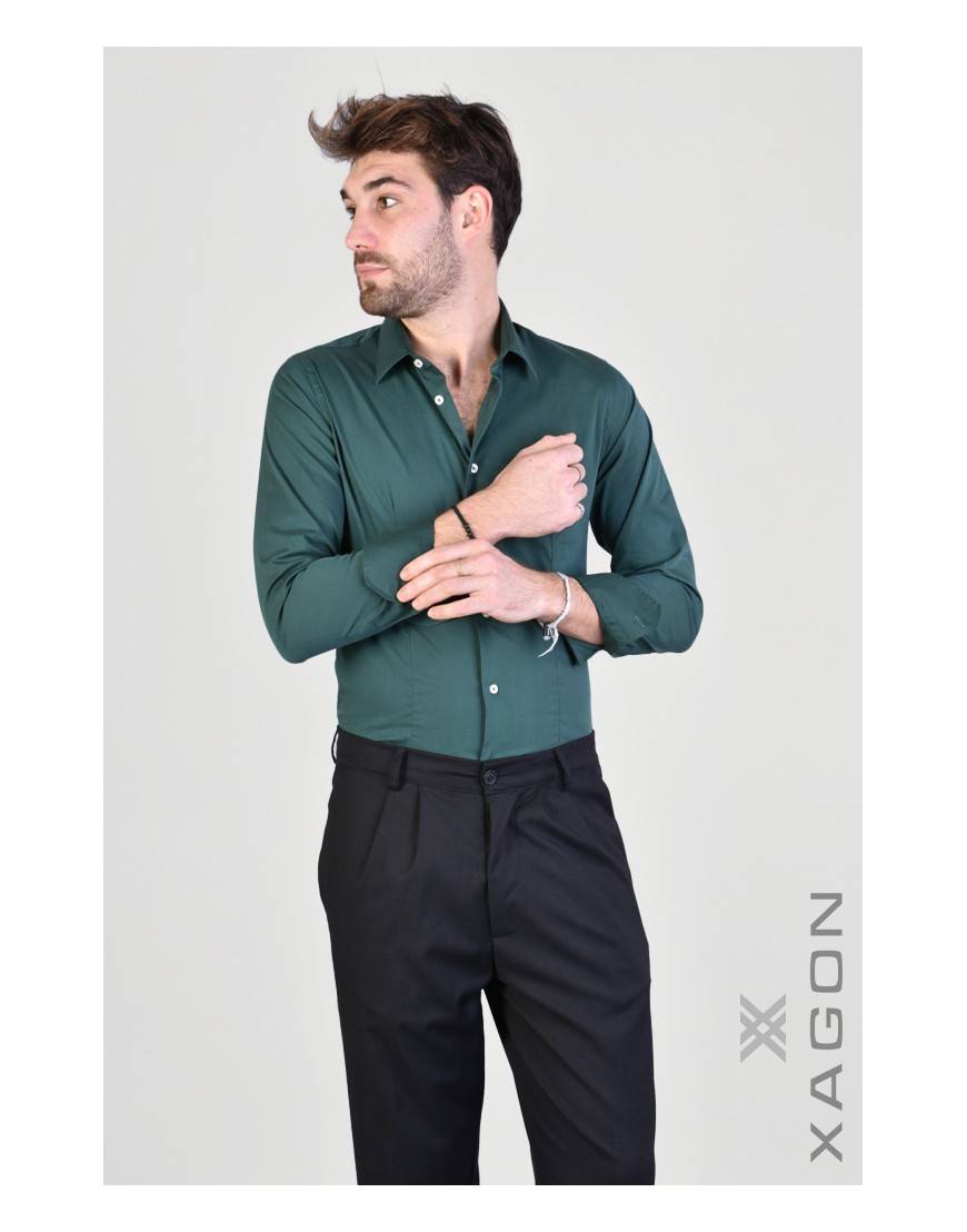 La haine inside us CAMICIA PAMATE Stretch Slim Fit Verde