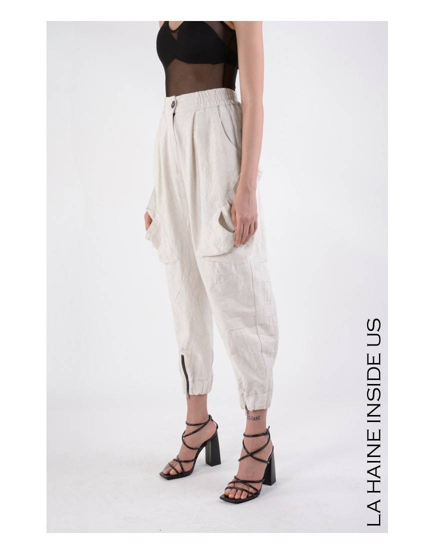 La Haine Inside Us 4B LW646 PANTALONE Bianco