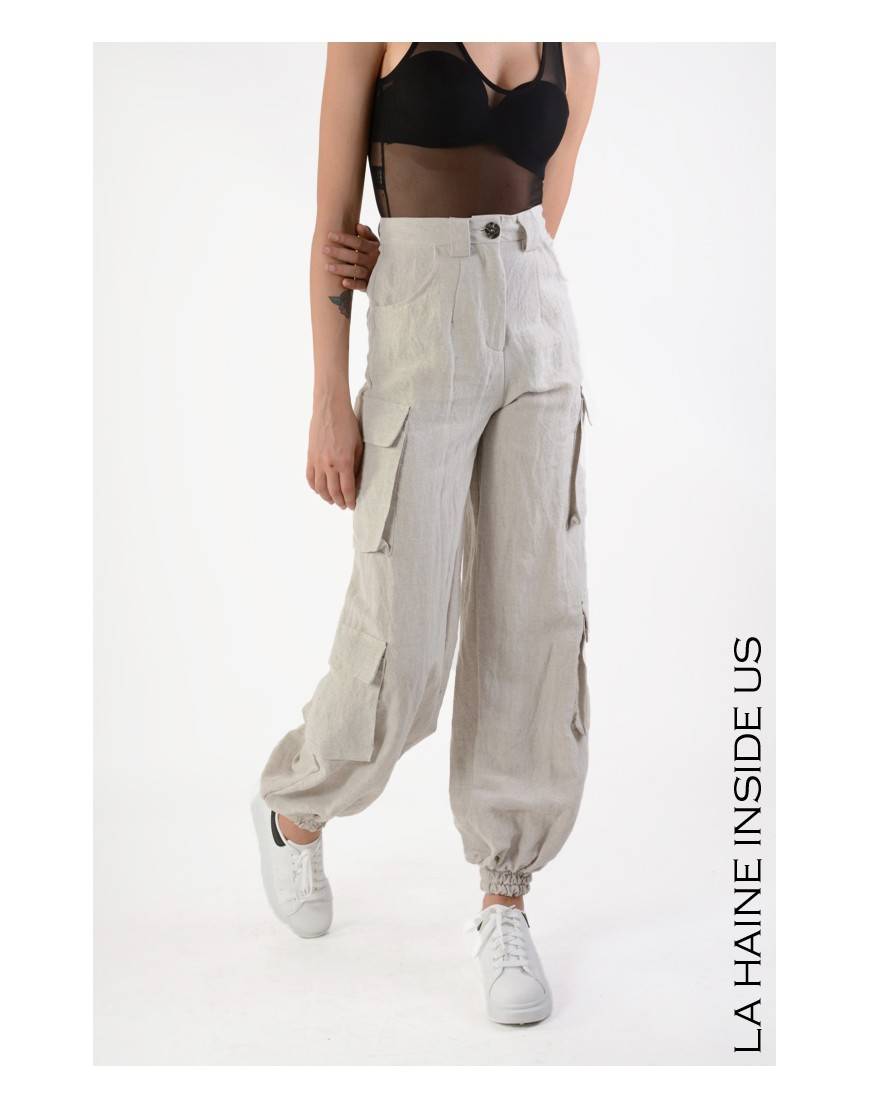 La Haine Inside Us 4B LW702 PANTALONE Sabbia