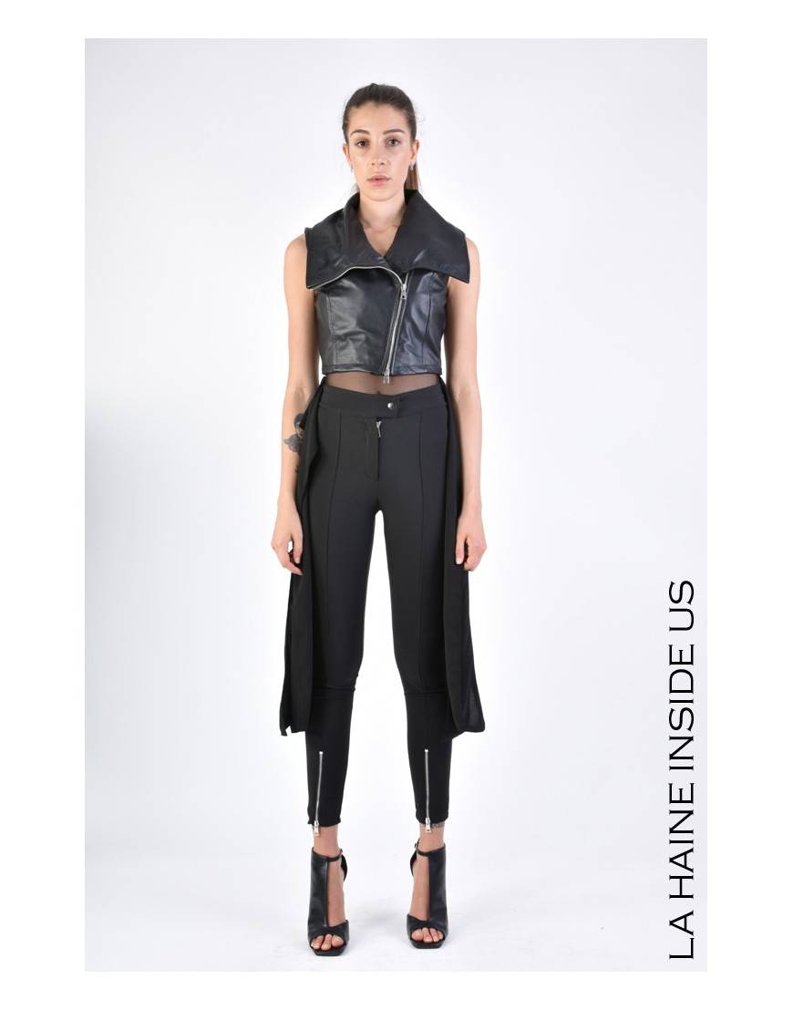 La Haine Inside Us 4B LW706 GIILET PELLE Nero