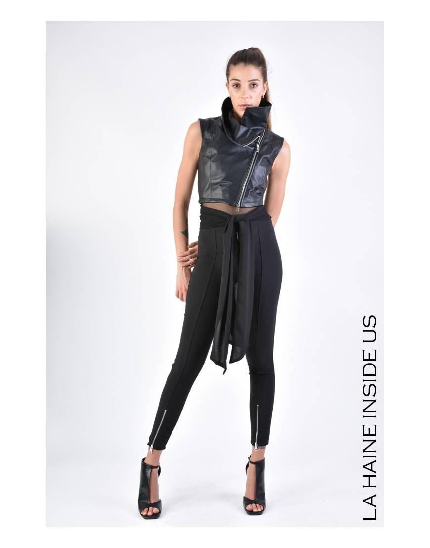La Haine Inside Us 4B LW706 GIILET PELLE Nero