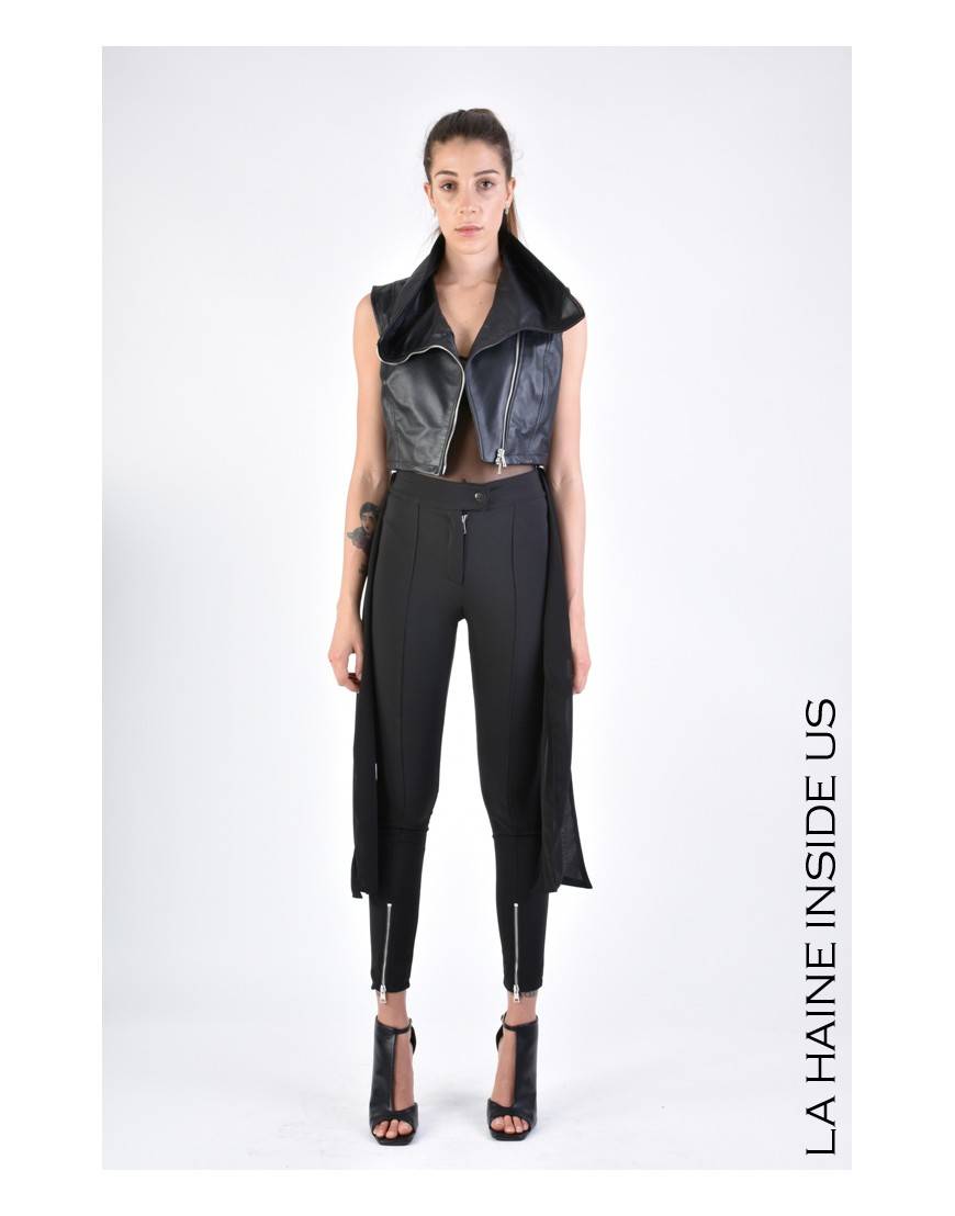 La Haine Inside Us 4B LW706 GIILET PELLE Nero