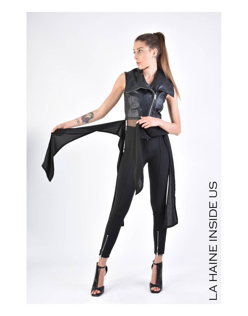 La haine inside us 4B LW706 GIILET PELLE Nero