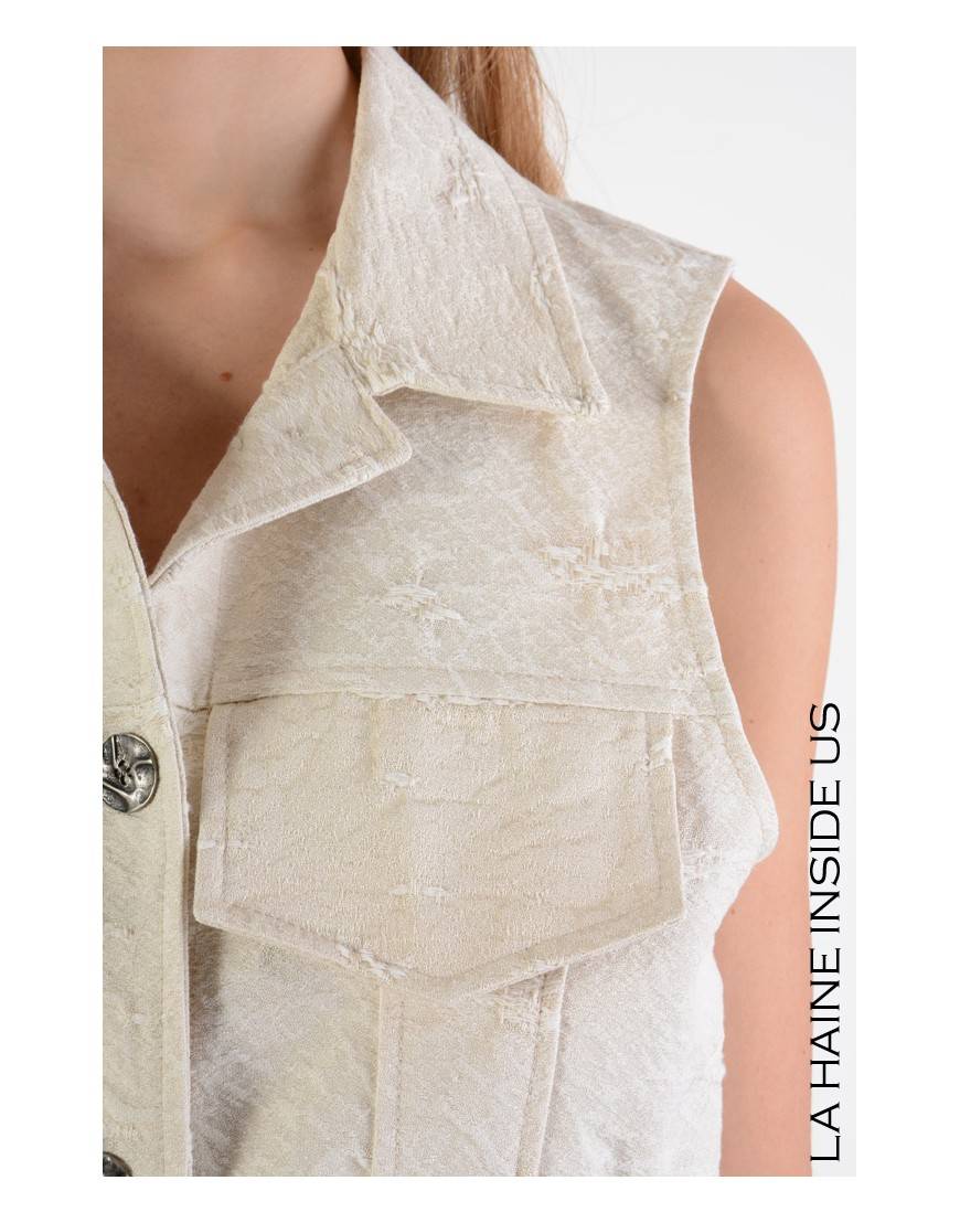 La Haine Inside Us 4B LW718 GILET Ecru