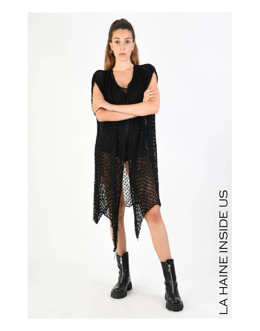 La Haine Inside Us 4J LW775 CARDIGAN UNISEX D Nero