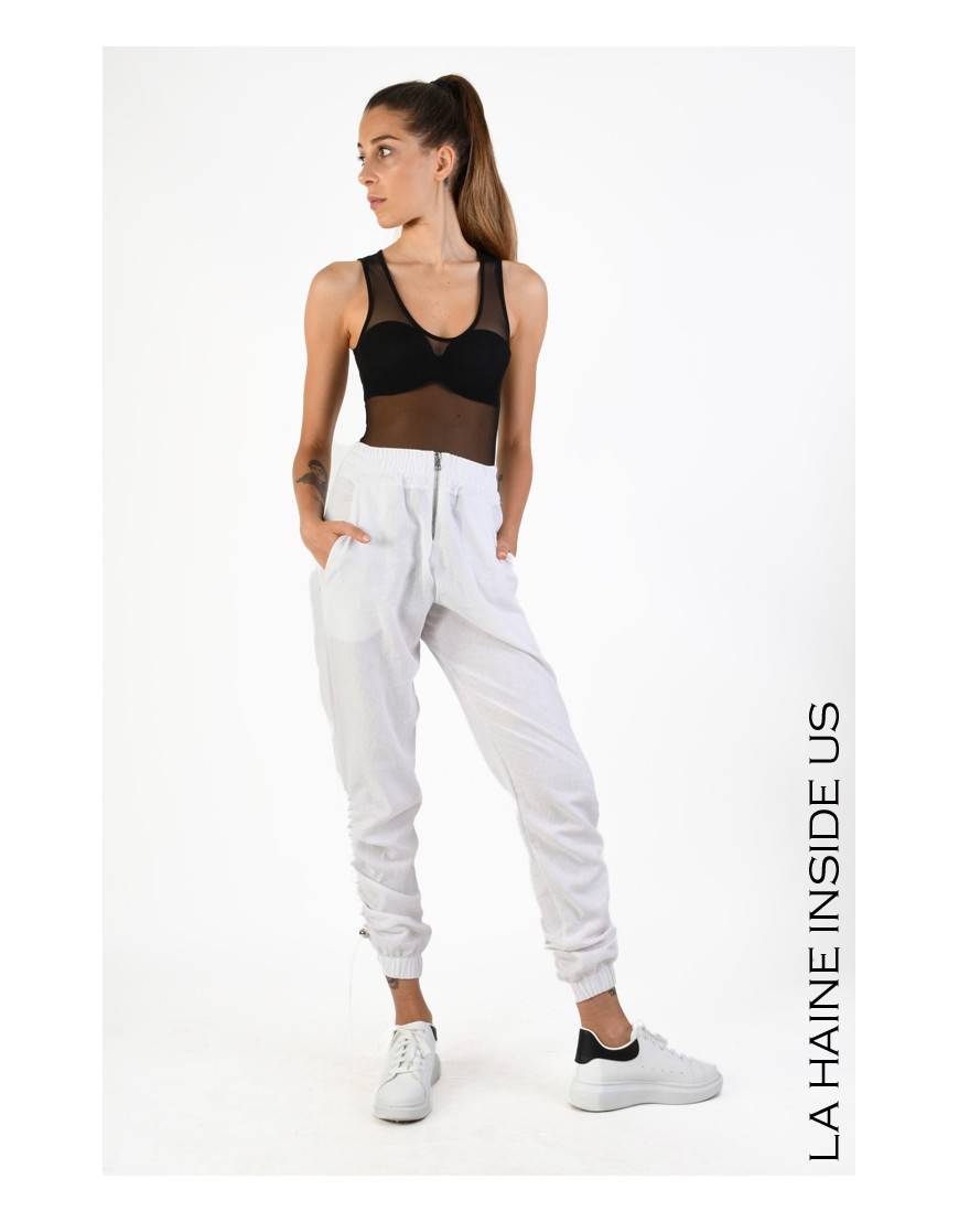 La Haine Inside Us 4M LW755 PANTALONE Bianco