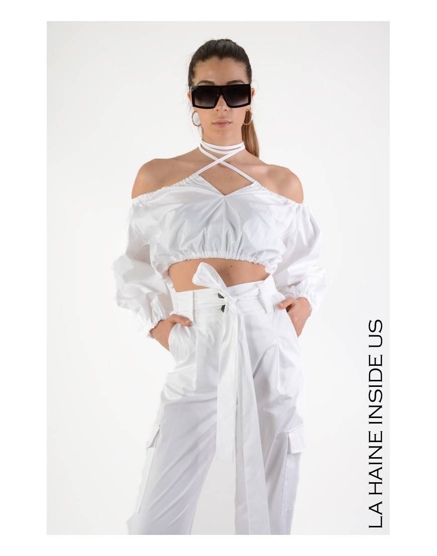 La haine inside us 4R LW710 TOP CROP Bianco