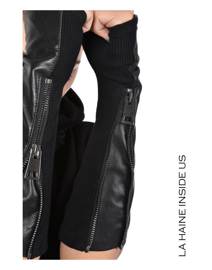 La Haine Inside Us - PERMANENTE - 4B CALLIOPE MANICOTTO Pelle Nero