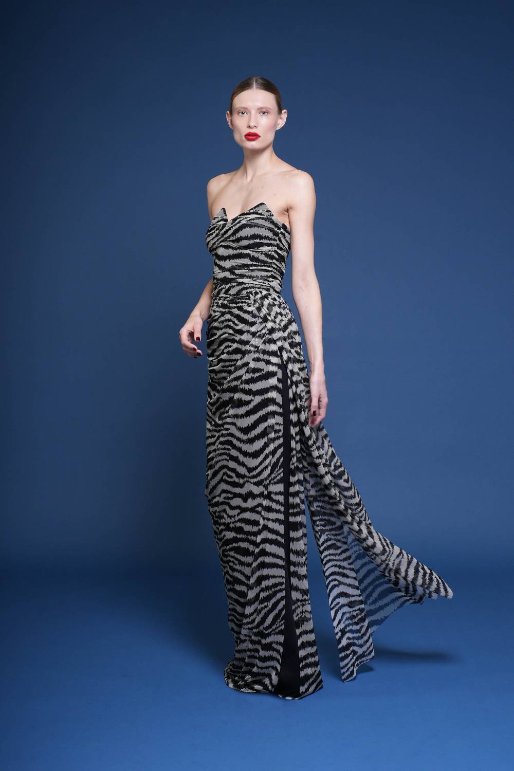 La Petite Robe Di Chiara Boni Kriztina Printed Illusion Gown