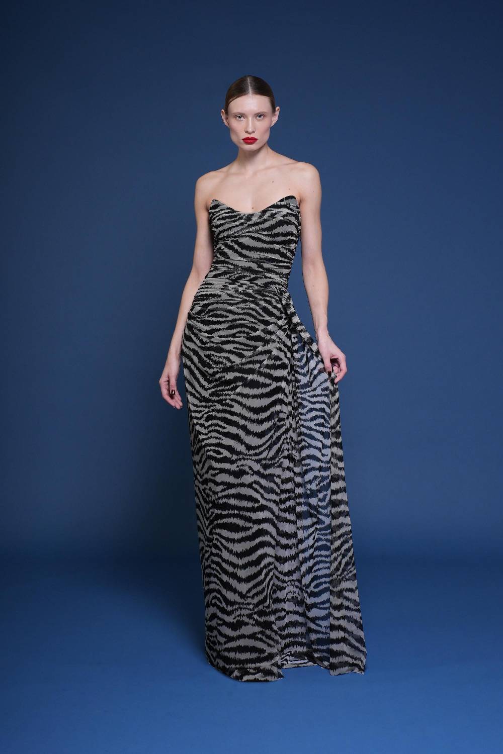 La Petite Robe Di Chiara Boni Kriztina Printed Illusion Gown