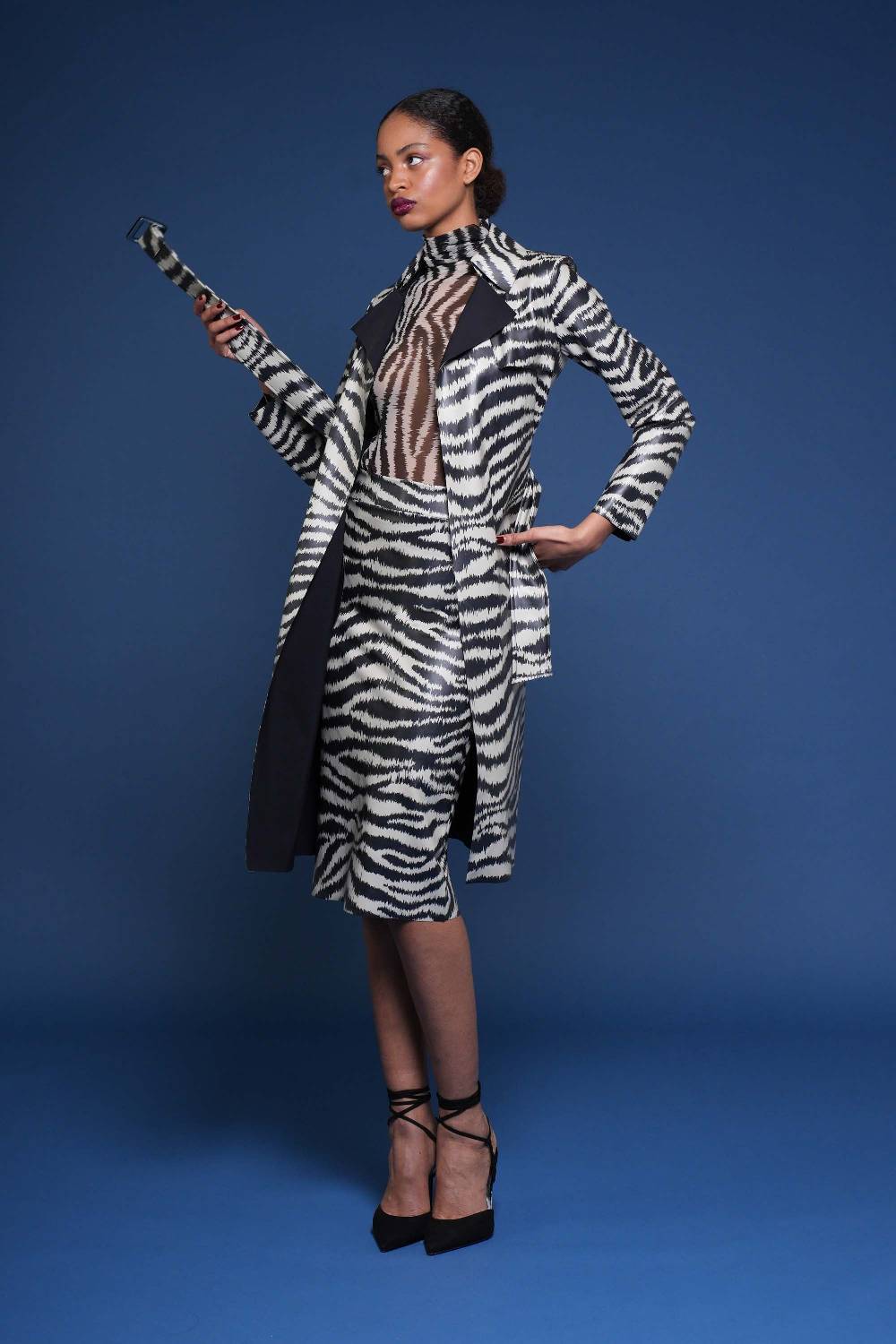 La Petite Robe Di Chiara Boni Paduret Printed Faux-leather Dustercoat