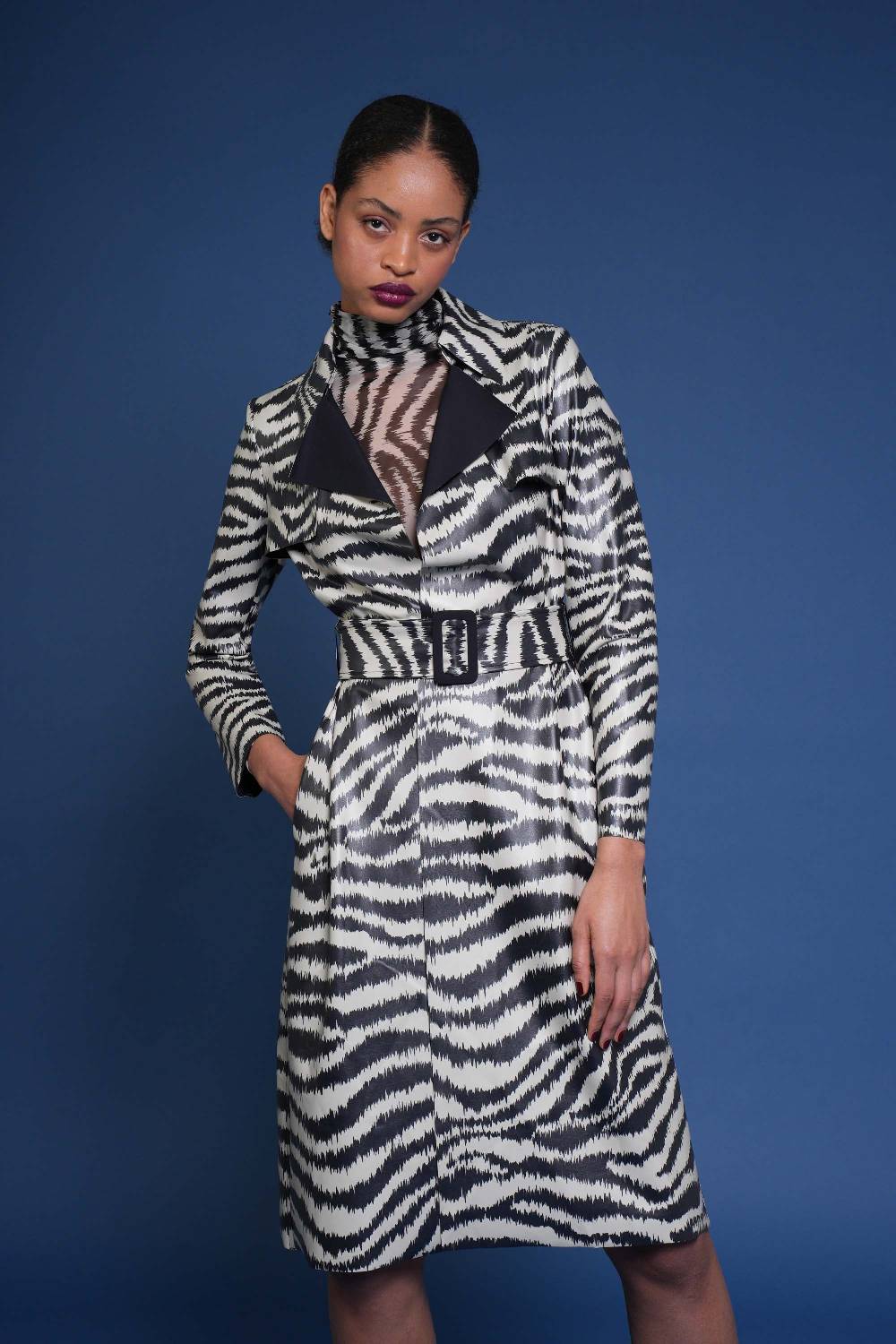 La Petite Robe Di Chiara Boni Paduret Printed Faux-leather Dustercoat