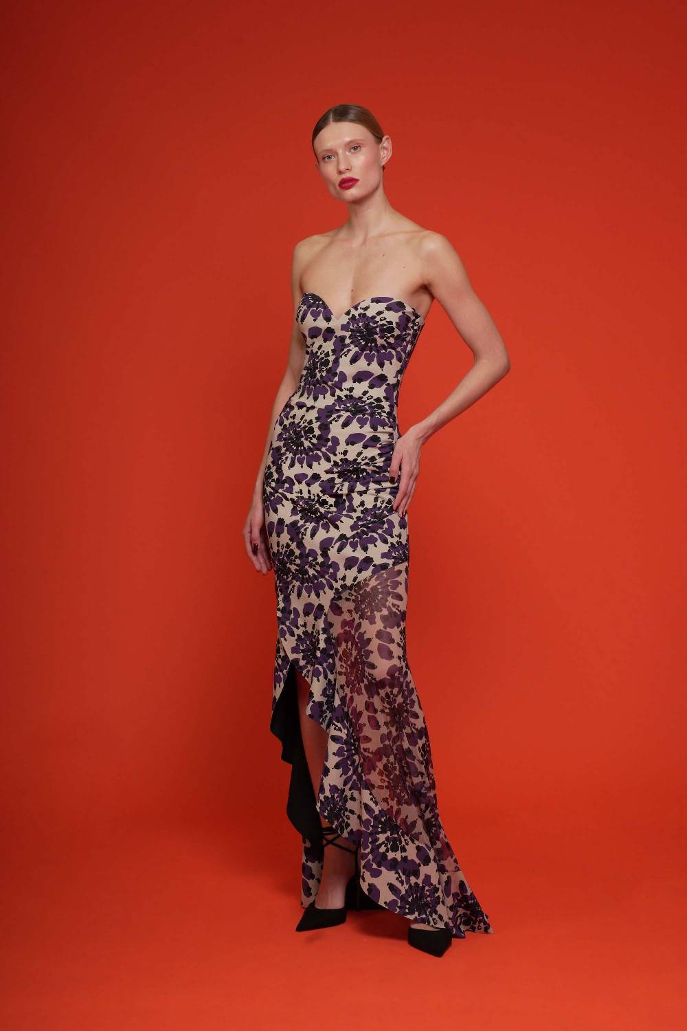 La Petite Robe Di Chiara Boni Yoshiro Printed Illusion Gown