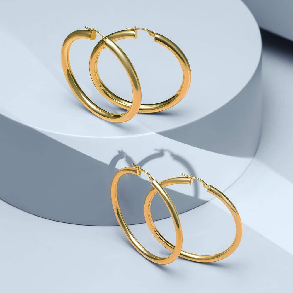 La Petite Story Orecchini A Cerchio - Creole In Oro, ⌀40mm