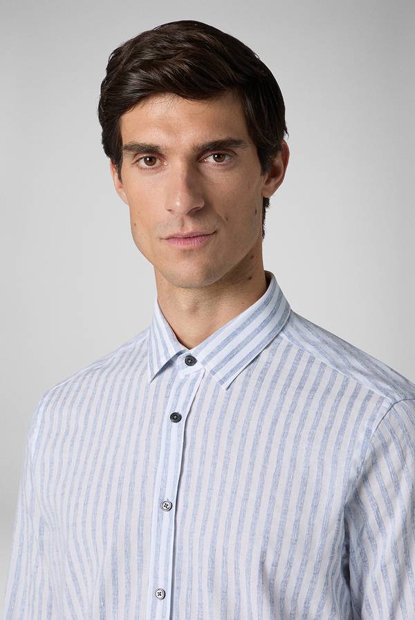 Lab. Pal Zileri Camicia A Macro Righe Bianche E Azzurre